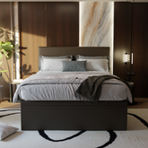 Manovel Brown Faux Leather Storage Bed + Somnuzยฎ Comfy 10" Individual Pocketed Spring Mattress